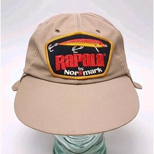 Rapala Fishing Hat Patch Cap‎ Size Large Beige Ear Flap Vintage